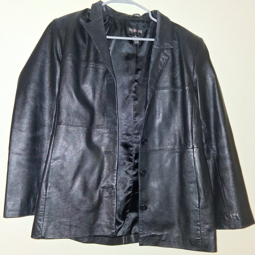 Style & Co. Women's Black Leather Jacket
